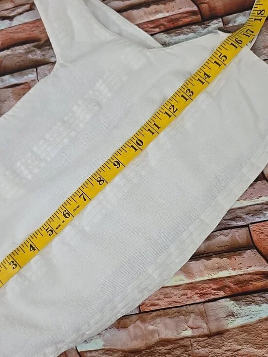 FREE PEOPLE WOMEN'S SIZE XS WHITE CROP TOP COTTON LINEN WITH SIDE BUTTONS LINED. - Picture 11 of 16